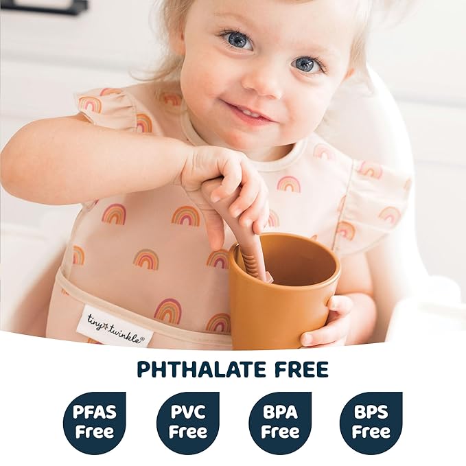 Tiny Twinkle Mess Proof Baby Bibs for Eating – Waterproof, Wipeable Toddler Bibs with Pocket – Baby Food Bibs for Girls & Boys(3 Pack,Unicorn)