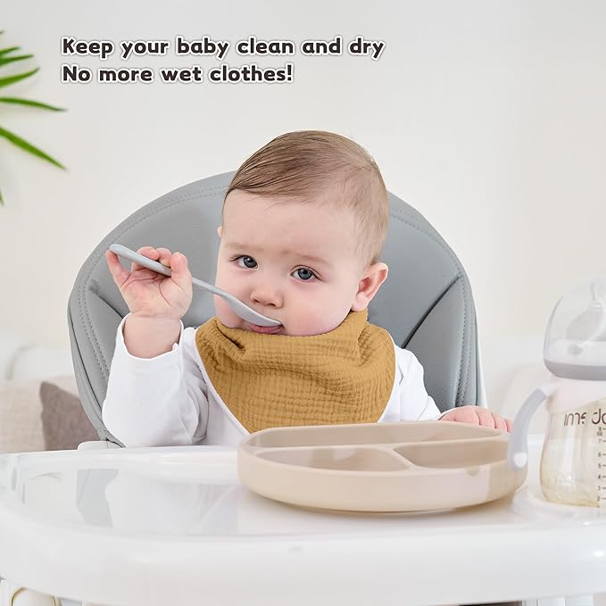 Susurration Muslin Baby Drool Bibs 6Pack Soft Triangular Adjustable Baby Bandana Bibs for Unisex Baby Girls & Boys