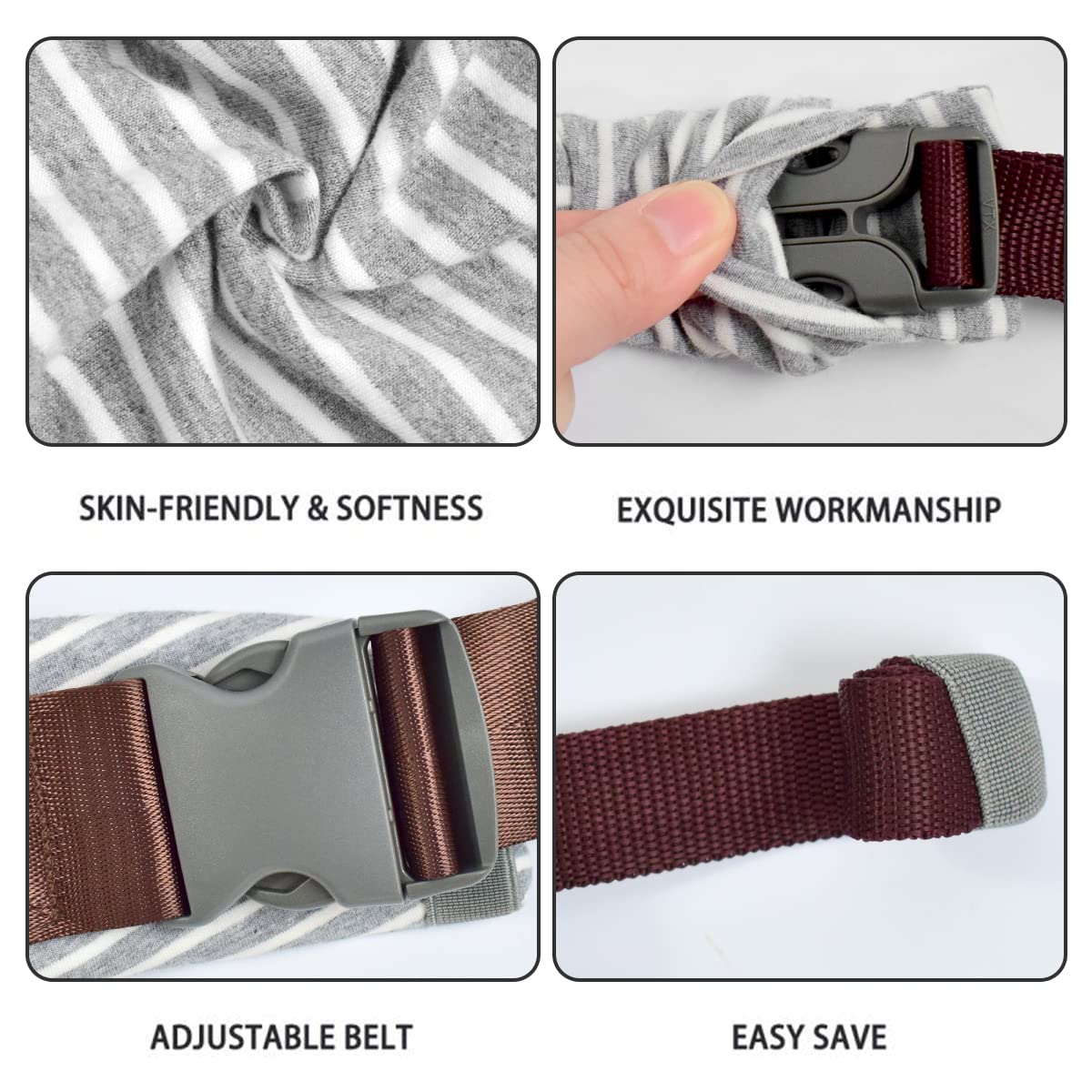 Baby Wraps Carrier Newborn to Toddler, Kangaroo Baby Easy Wearing Wrap, Adjustable Soft Baby Holder Front Chest Sling Carriers Perfect Infant Essentials Gifts (Striped Grey, Cotton)