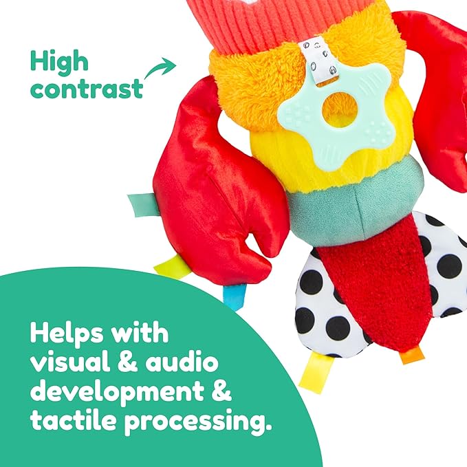 LAMAZE Liam The Lobster Clip-On Stroller and Car Seat Toy - High Contrast Baby Toys for Sensory Development - Baby and Toddler Stocking Stuffers - Ages 0 Months and Up