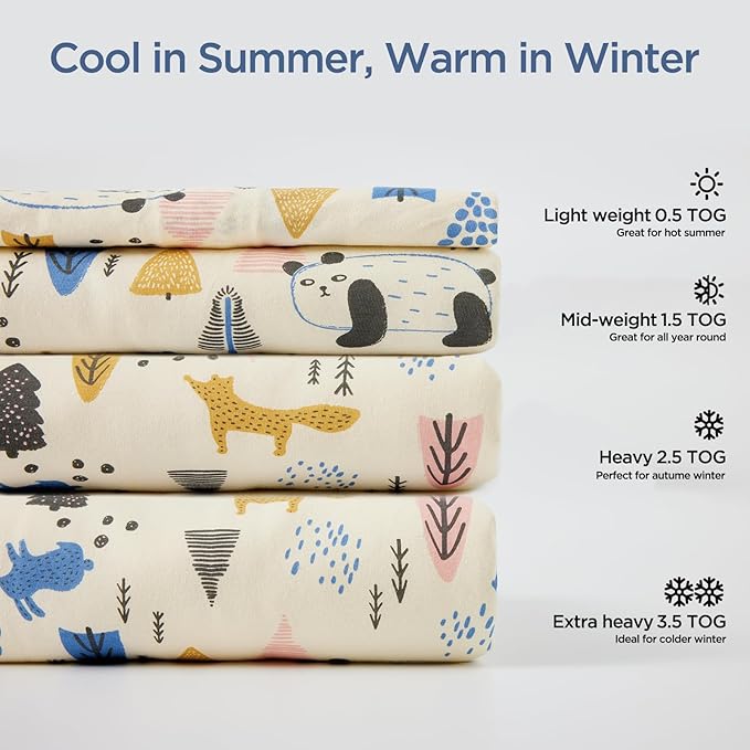 Duomiaomiao 3.5 TOG Baby Sleep Sack 100% Cotton Winter Long Sleeve Baby Wearable Blanket, Super Warm Quilted Comfy Toddler Sleeping Sack