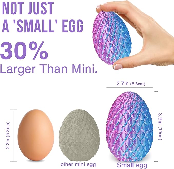 Small Dragon Eggs with Dragon Inside, 3D Printed Surprise Funny Gifts for Kids, Articulated Dragon Fidget Toys for Adults, Executive Desk Toys Office Room Décor (Gradient Light Purple-Red)