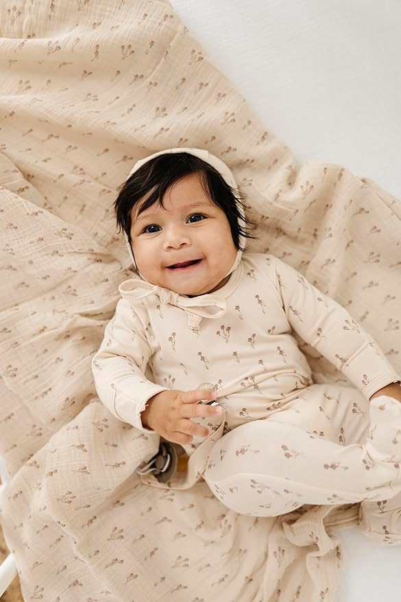 Ely's & Co. Muslin Swaddle Blanket 3-Pack for Baby Boy— 100% Cotton Muslin Extra-Large Swaddle Blankets (47”x 47”) Mauve Bluebell