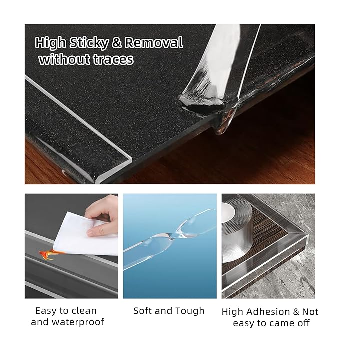 2Pack Baby Proofing Edge Protector for Baby,Clear Edge Protector Strip Sharp Edge Wrap Cover Tape,Corner Bumpers for Furniture,Crib Rail Covers for Teething,Total 19.68 Ft (Width 1.18 in)