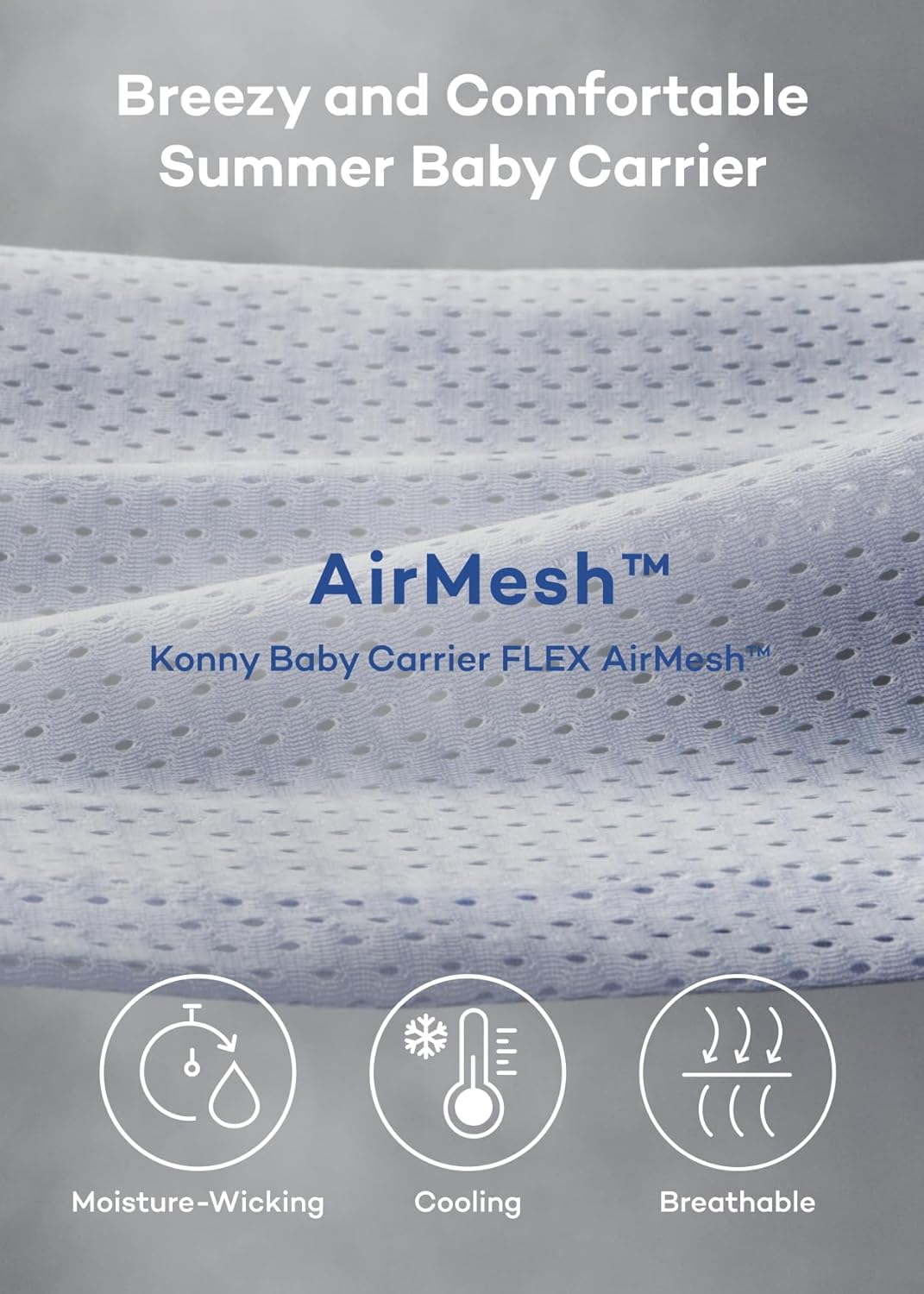 Konny Baby Carrier Flex AirMesh with Head Support- Adjustable, Easy to Wear Baby Wrap Sling, Perfect for Newborn Babies Essentials up to 44 lbs (XS-XL) -Wood Rose