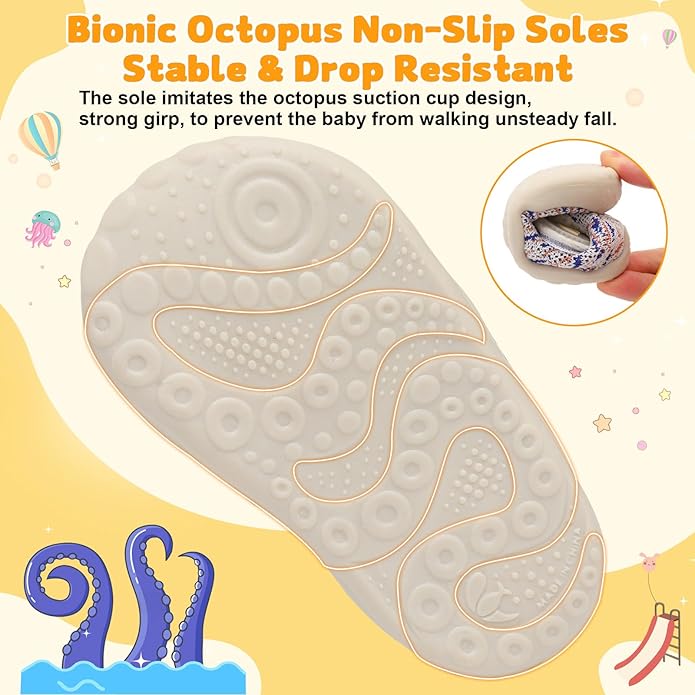 FEETCITY Baby First Walking Shoes Wide Baby Shoes Infant Sneakers Newborn Crib Shoe Barefoot Lightweight Slip On Shoe