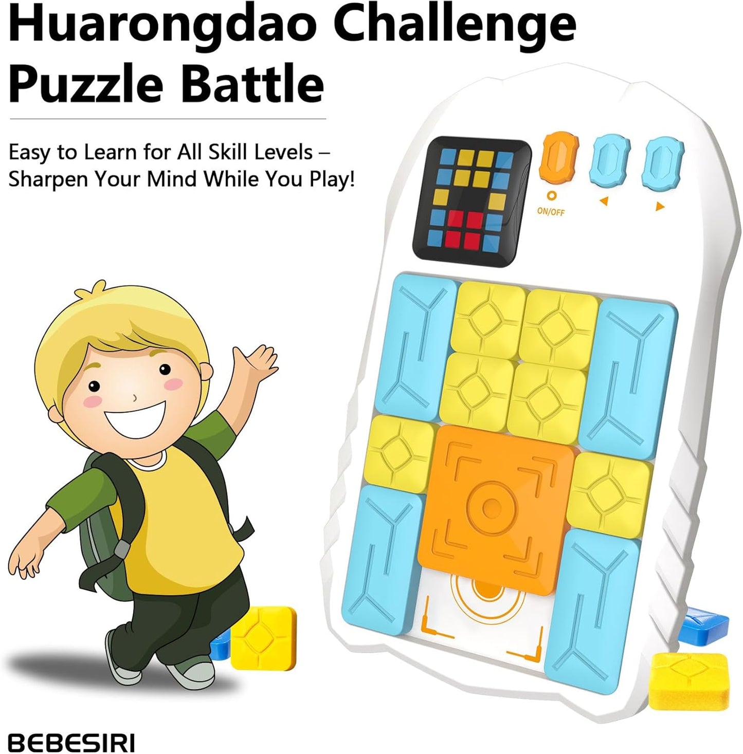 Super Slide Puzzle Game - 500+ Levels Brain Teaser | Electronic Sliding Puzzle Toy for All Ages | Fun Unblocking Logic Game for Kids & Adults (Classic-White)