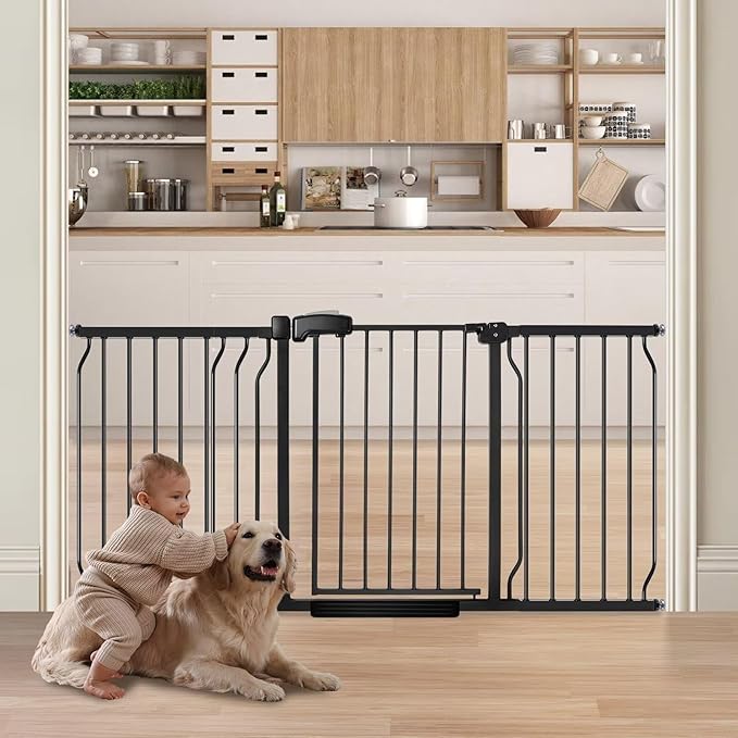 owlie 30.5" Tall Extra Wide Baby Gate 57-66 Inch Black