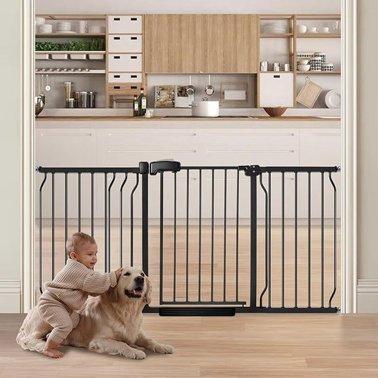 owlie 30.5" Tall Extra Wide Baby Gate 57-66 Inch Black