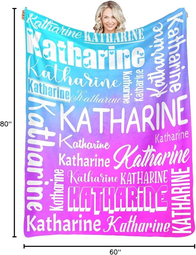 Personalized Blankets with Name Custom Blanket for Adult Kids Baby Customized Blanket Monogrammed Blankets Gifts for Women Men Girls Boys (Colorful Background 4, 60"x80")