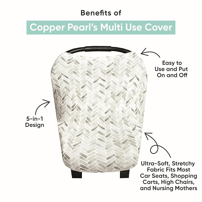 Baby Car Seat Cover Canopy and Nursing Cover Multi-Use Stretchy 5 in 1 Gift Siena by Copper Pearl