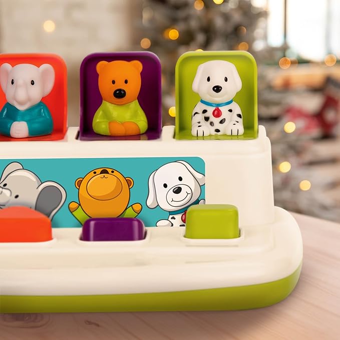 Battat – Cause – And – Effect Toy – Developmental Toy With Buttons & Colors – Color Sorting Animal Toys – For Kids, Toddlers, Babies – 18+ Months – Pop – Up Pals