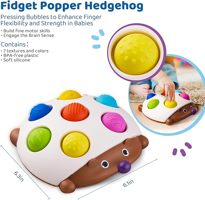 LiKee Fidget Popper Sensory Baby Toys for 10+ Months, Push and Popping Busy Board, Montessori Toys for 1+ Years Old, Airplane Car Travel Toy for Toddlers 1-3 Stress Relief
