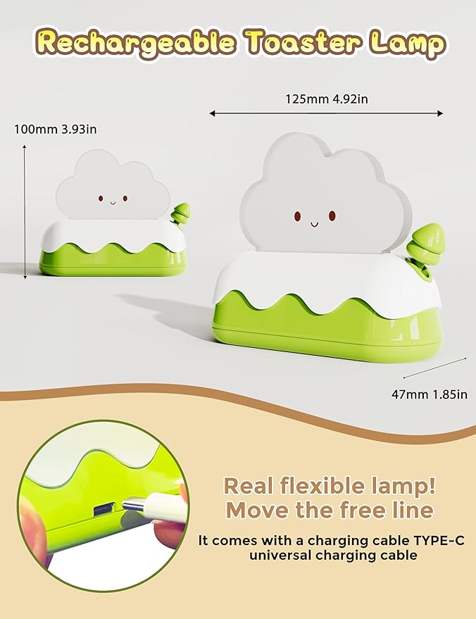 L LOHAS LED Cute Desk Decor Cloud Lamp Night Light for Kids, Kawaii Sleep Light, Rechargeable 7 Colors Lamp, Room Decor, Gifts Ideas for Baby Kids Girls Teens Teenages