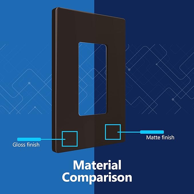 LIDER Matte Finish Decorator Switch Cover, Screwless Wall Plate, Mid-Size 1-Gang 4.88" x 3.11", Unbreakable Polycarbonate Thermoplastic, UL Listed, LSWP-31M-BR, Brown