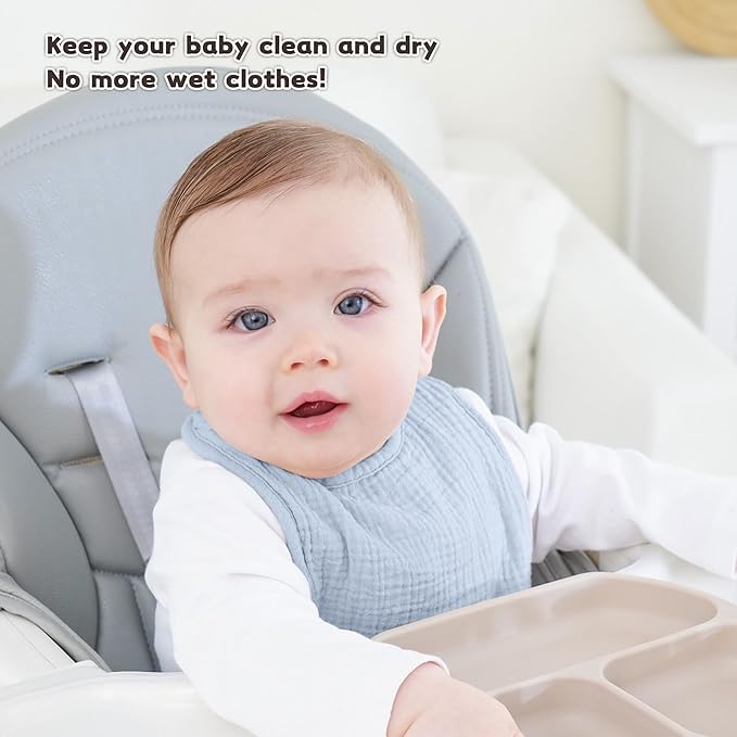 Susurration Muslin Baby Drool Bibs 6Pack Soft Square Adjustable Baby Bandana Bibs for Unisex Girls & Boys