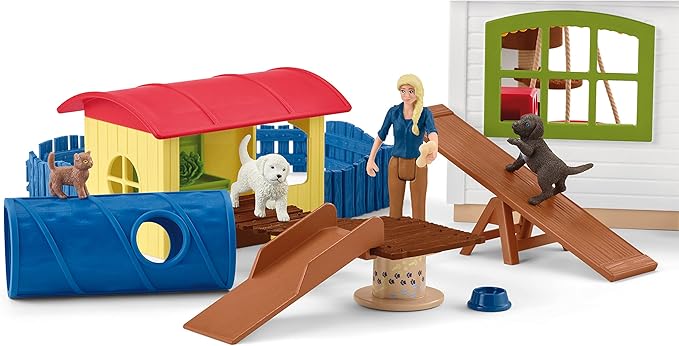 Schleich Farm World - 54PC Baby Animal Hotel Playset with Cute Pets, Caretaker and Movable Accessories - Realistic Animal Figurine Play Set - Fun Educational Toys for Kids and Toddlers Ages 3+| 42607