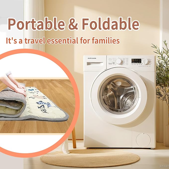 Baby Play Mat 50" X 50", Thickened Soft, Waterproof and Non-Slip Crawling Floor Pad, Machine Washable and Foldable for Floor Playpen