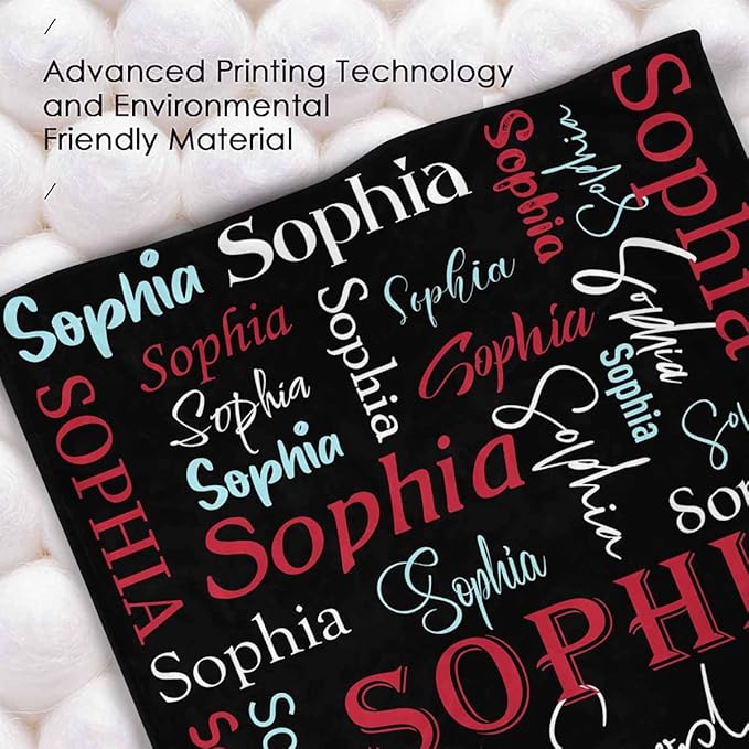 InterestPrint Personalized Baby Blankets with Name, Newborn Baby Girl Gifts Colorful Custom Baby Name Blanket Baby Gifts for Newborn Baby Shower Customized Pink Blanket for Baby Girl