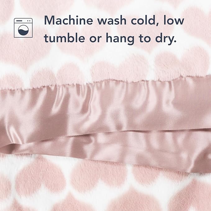 Little Giraffe Luxe Baby Blanket – 29x35” Satin Trim, Heart Army Dusty Pink | Ultra-Soft, Hypoallergenic Stroller & Nursery Blanket | Perfect for Newborns & Toddlers