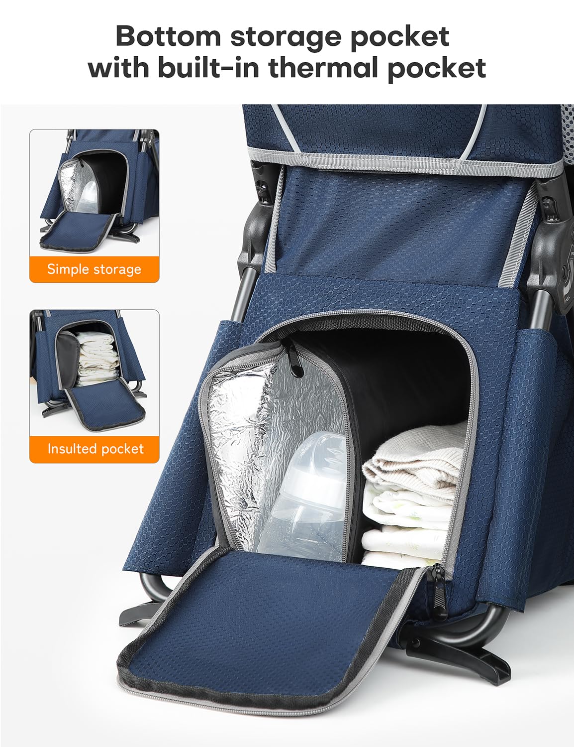 besrey Baby Backpack Carrier, Toddler Hiking Backpack with Safety 3-Height Seat, Adjustable Straps&Waist Belt, Foldable Frame Lightweight Large Capacity Child Carrier for Hiking (Blue/Grey)