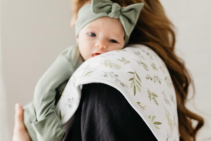 Copper Pearl Premium Baby Burp Cloths - 3-Pack Large Cotton Burp Cloths, Extra Soft Spit Up Rags with 3 Absorbent Layers, Perfect for Baby Boy and Baby Girl Gifts (21" x 10" Size, Haven Set)