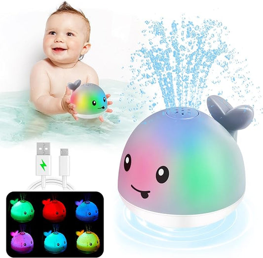 Baby Bath Toys, Toddler Bath Toys for Kids Ages 1-3, Christmas Stocking Stuffers 1 2 3 Year Boy Girl Gifts, Infant Baby Toy 6-12-18 Months, Light Up Whale Bath Toy Sprinkler Bathtub Water Toy