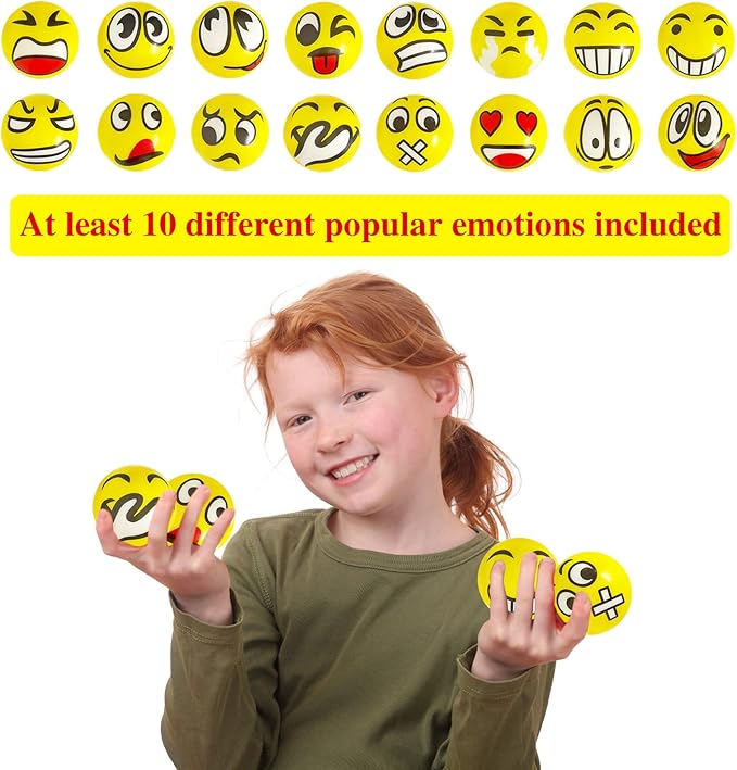 30 Pcs Face Stress Balls,2.5" Funny Face Squeeze Balls,Stress Relief Balls for Gifts,Kids,Party Favors,Present Fillers,Coworkers
