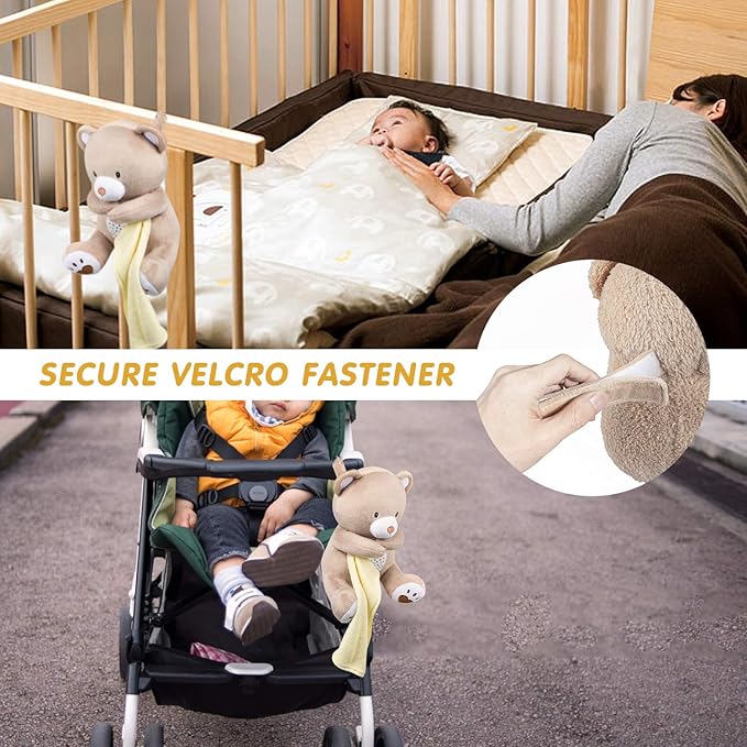 BEREST Rechargeable Baby Sleep Soother Bear, Mom's Heartbeat & Lullabies, White Noise Sound, Nursery Decor Night Light Projector, Toddler Crib Sleeping Aid, Baby Shower Gifts