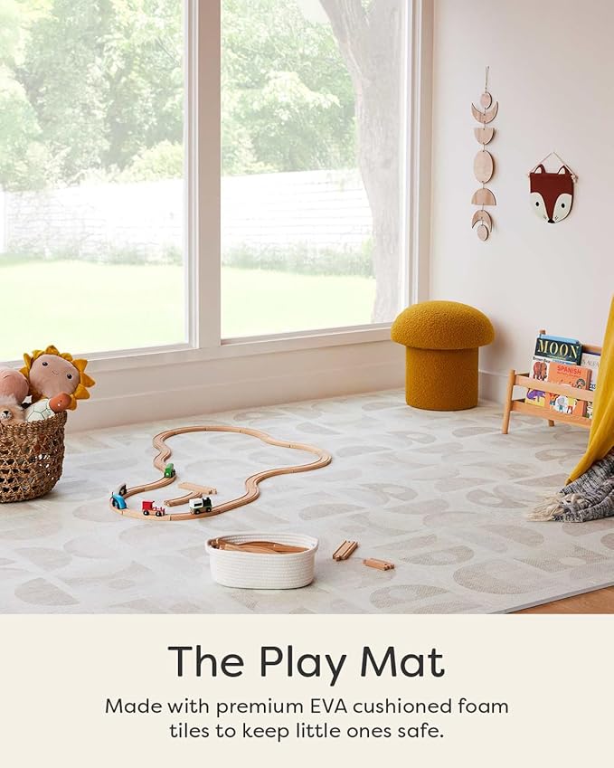 House of Noa Baby Play Mat – 4x6 Sandstone Luna – Set of 6 Tiles – Cushioned EVA Foam Play Mat for Floor, Soft Interlocking Baby Crawling Mats for Hard Floors