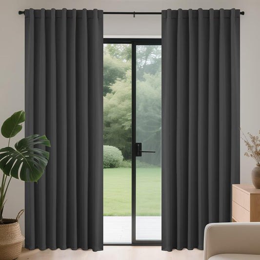 Joydeco Blackout Curtains 84 Inch Length 2 Panels Set, Thermal Insulated Black Out Curtains for Bedroom, Room Darkening Drapes for Living Room Window (W52 x L84 Inch, Dark Grey)