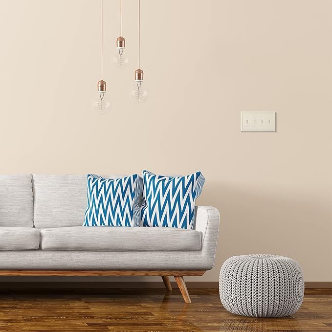 Henne Bery Sunken Pearls Heavy Duty Decorative Wall Plate Switch Plate Outlet Cover (Quad Toggle, Light Almond)