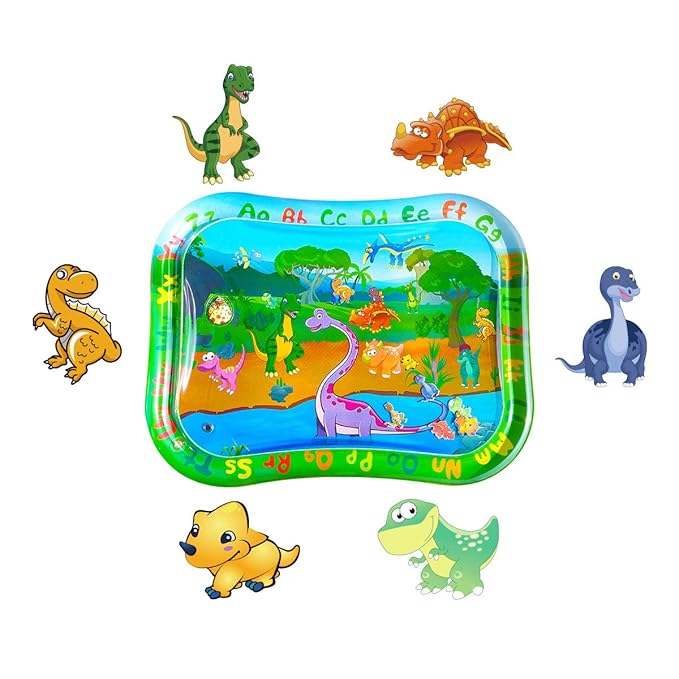 ZHUYNXIR Extra Big Dinosaur Baby Water mat, Tummy Baby Toys, Inflatable Play Mat Water Cushion Baby Toys, Fun Early Development Activity Play Center for Newborn (Green 39.5x31.5 in)