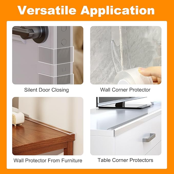 1.4 in x 13.12 ft,Clear Soft Corner Protectors for Furniture Strip,Sharp Edge & Table Bumper,Window Edge,Wall Protector, Soft Corner Guards Safe for Proof,Table Corner Protectors in Family, 2 Rolls