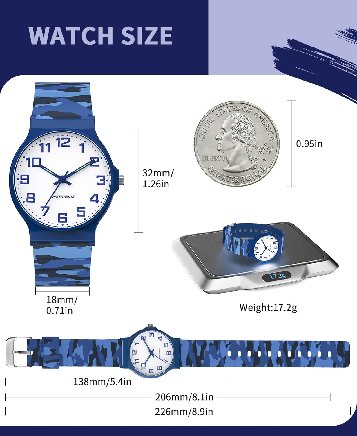 Kids Analog Watch Boys Girls, 30M Waterproof, Sports Watch for Boys, Easy to Read Children's Thin Dial Wrist Watches with Soft Band, for Ages 5-15 Kids Great Birthday Gifts Christmas Day