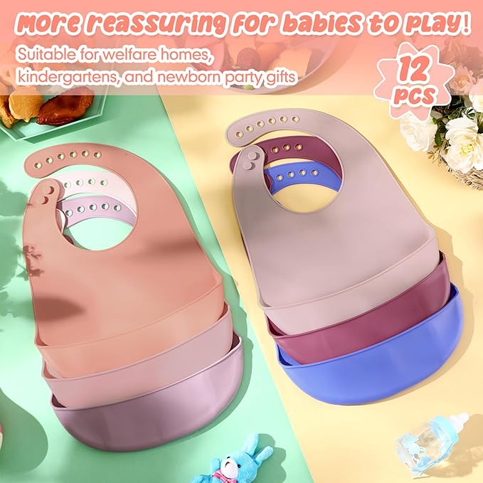 Mepase Silicone Bibs Waterproof Silicone Baby Bibs Soft Adjustable Baby Feeding Unisex Kid Eating Supplies
