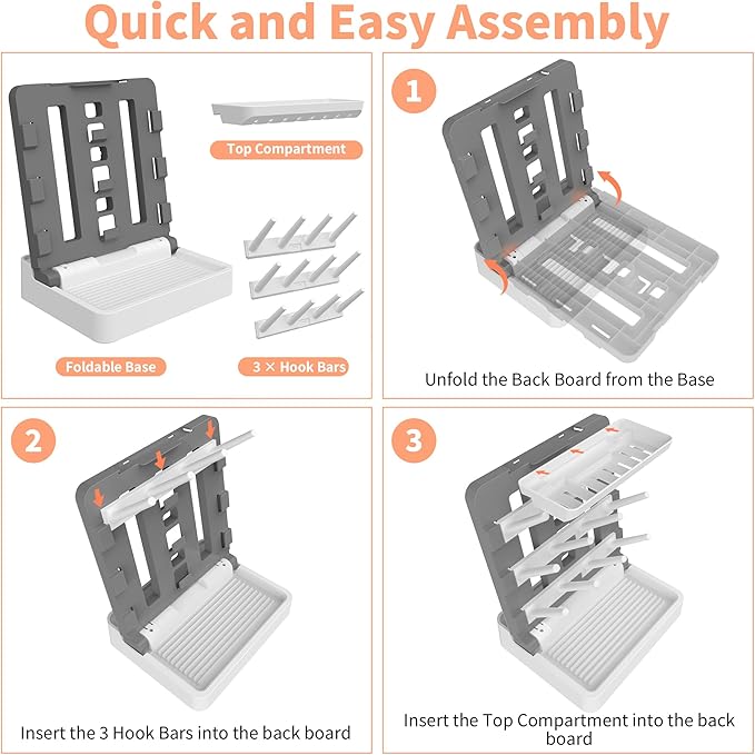 Baby Bottle Drying Rack, Vertical Standing Bottle Dryer Rack Holder-Space Saving Baby Bottle Drying Rack for Countertop-Holds Up to 12 Baby Bottles & Cup
