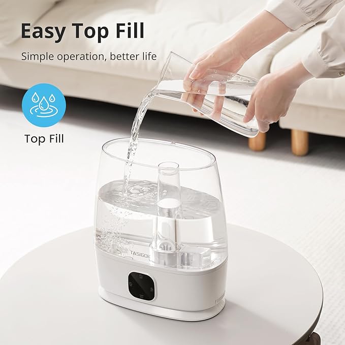 Humidifiers for Bedroom Home, 6L Cool and Warm Mist Air Humidifier for Large Room Baby Nursery, 50H Easy Clean and Top Fill, Quiet with Ultrasonic, Essential Oils, Auto Mode, for House, Plants