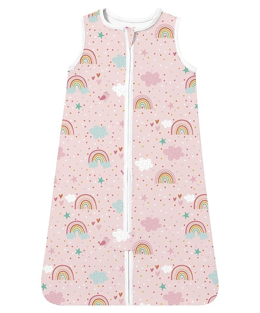 TotAha Toddler Sleep Sack 2T-3T-4T for Girl, 0.5 TOG Summer Light Sleeping Sacks, Soft Wearable Blanket Baby Sleep Bag with 2-way Zipper,Pink Rainbow