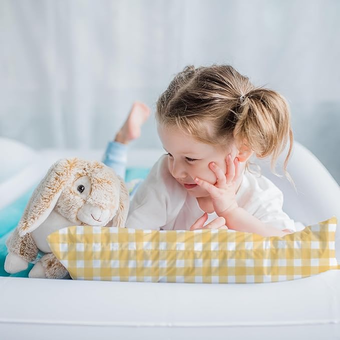 Little Sleepy Head Toddler Pillow with Pillowcase 13x18 - Kids Pillow for Sleeping - Better Neck Support Ergonomic Pillow and Toddler Pillowcase - Best Pillows for Kids (Gingham Yellow)