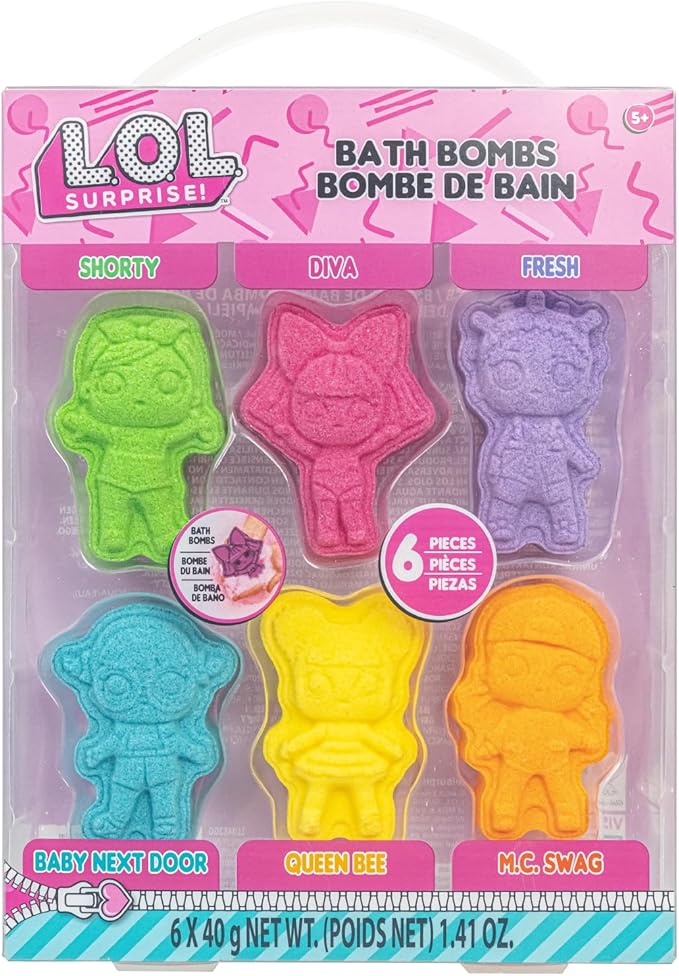 L.O.L. Surprise! 6 Piece Bath Bombs for Kids, Bubble Gum Scented, Bath Toys for Kids, Ages 3+, by Townley Girl