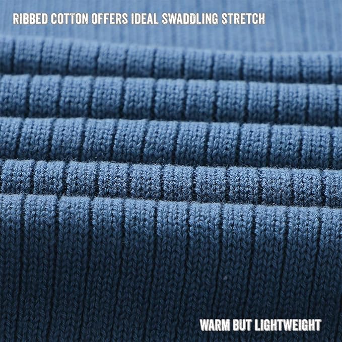 Organic Ribbed Swaddle Blanket for Boys & Girls - 100% Luxury Organic Soft Cotton Knit Warm Cozy Cuddle Stroller Blanket for Newborns, Infants, & Toddlers (Denim Blue)