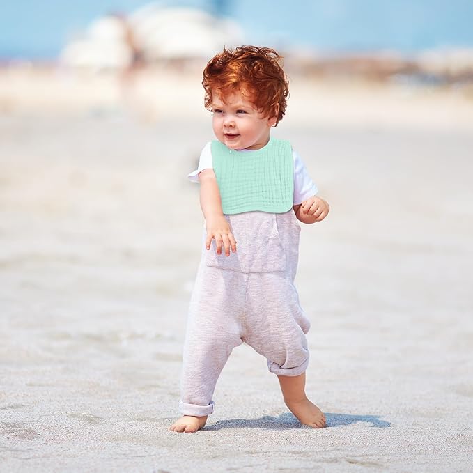 Tallew 8 Pack Baby Bibs and Muslin Burps for Baby Boy Girl Drooling and Teething 20" x 10" Burp Cloths Absorbent Rag Soft Cotton Bibs for Newborn Toddler Infant 0-24 Month Essentials(Macaron Color)