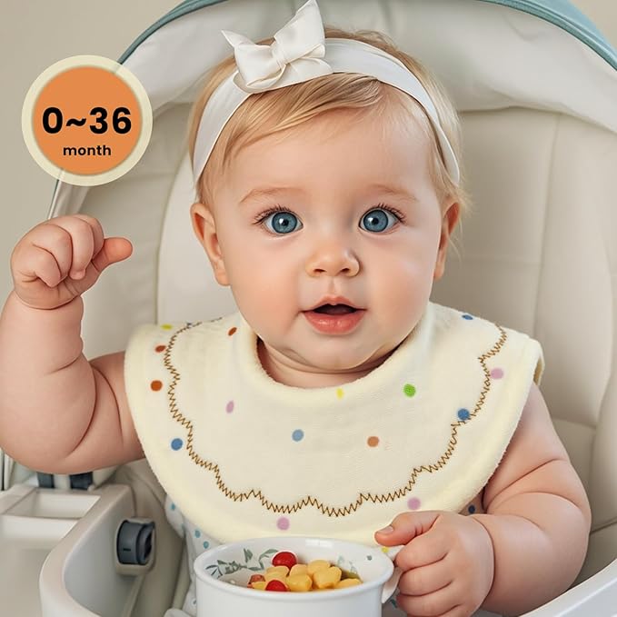 EllieHouse Baby Bibs for Girls Boys 10Pack Muslin Drool Teeth Drooling Teething Bibs Muslin Cotton for Infant Toddler