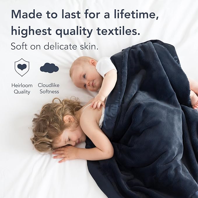 Little Giraffe Luxe Baby Blanket – 29x35” Satin Trim, Midnight | Ultra-Soft, Hypoallergenic Stroller & Nursery Blanket | Perfect for Newborns & Toddlers
