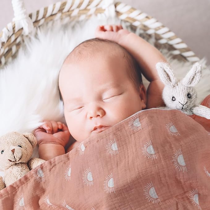 Soarwg Kids Baby Blanket Unisex Newborn, Super Soft Nursery Minky Blankets with Muslin Cotton for Boys Girls, Toddler Baby Nursery Bed Blanket Shower Gifts, 30 x 40 Inch