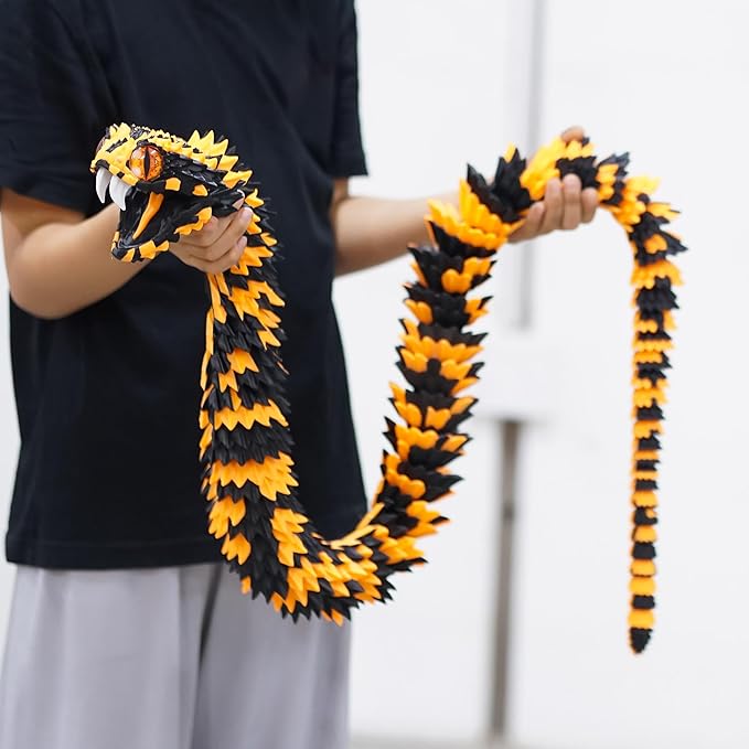 47.5inch Super Large 3D Printed Snake Models,Movable Teeth,Flexible Joint Animal lacertid Figurines, Stress Relief, Fidget restlessness, ADHD Toys, Surprise Fantasy Gifts (BO/47.5inch)