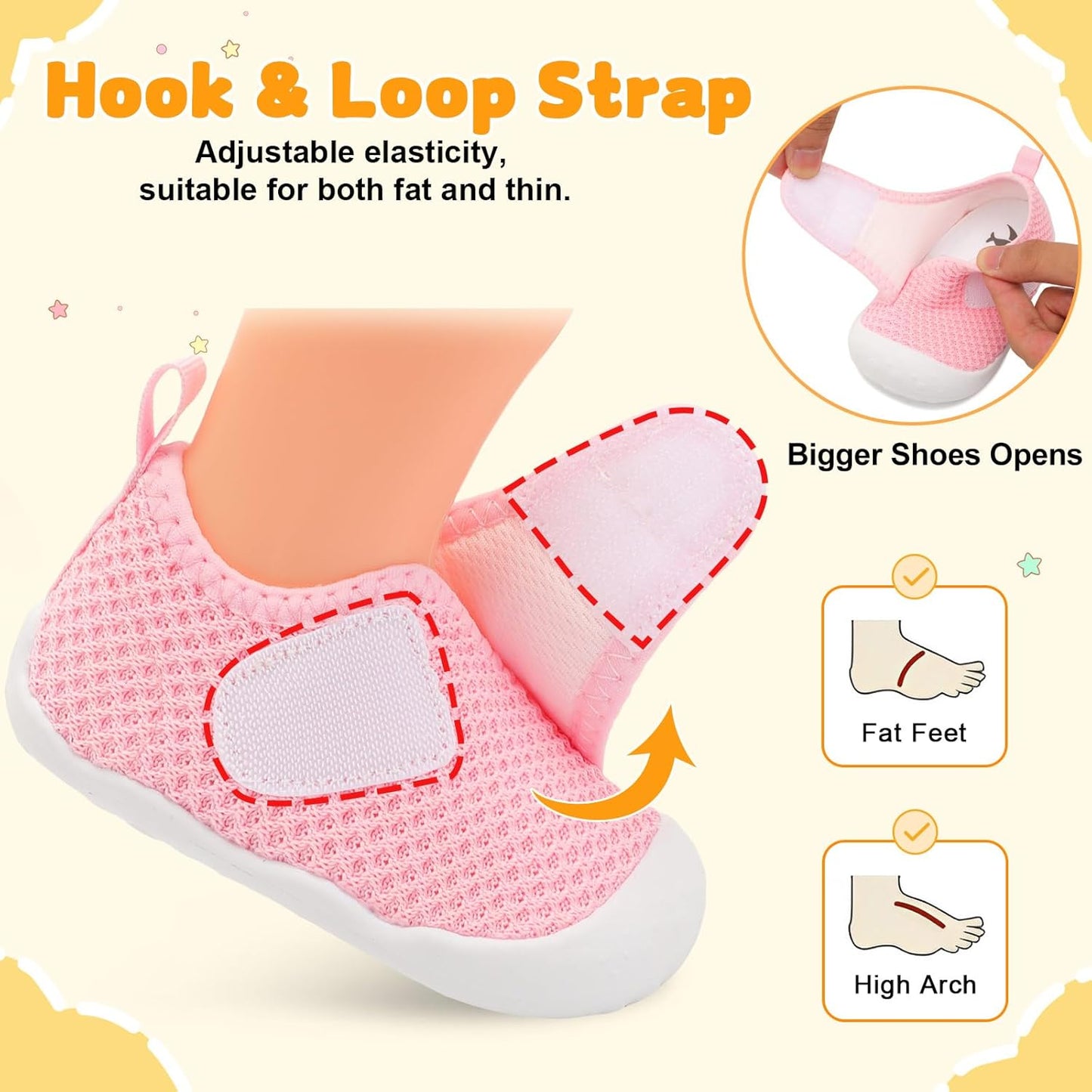 FEETCITY Baby First Walking Shoes Wide Baby Shoes Infant Sneakers Newborn Crib Shoe Barefoot Lightweight Slip On Shoe