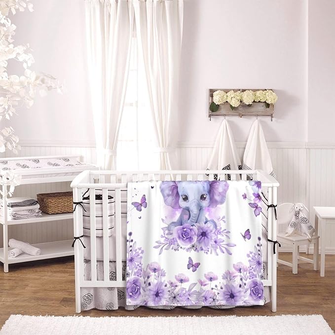 Personalized Baby Blanket for Girls Custom Baby Blanket with Name for Kids Custom Elephants Blanket for Infant Toddler Soft Newborn Bed Throw Personalized Baby Gift for Birthday Baby Shower Christmas