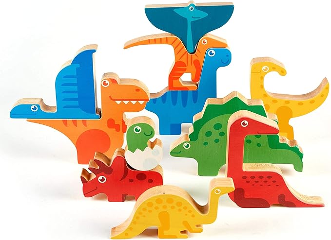 Dinosaur Puzzles for Kids Ages 3-5 – 3D Wooden Jigsaw Puzzle for Toddlers & Kids, 9”x 9” Tray, Bright Colorful Shape Sorting, Promotes Creativity & Learning, Non-Toxic Gift Toy